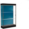 Waddell Display Case Of Ghent Edge Lighted Floor Case, Blue Steel Back, Dark Bronze Frame, 6" Black Base, 48"W x 76"H x 20"D 92LFBS-BZ-BK